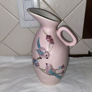 Vintage Hull Pottery pink Serenade Song Birds Pitcher